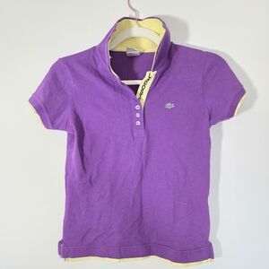 Lacoste Purple and Yellow Short Sleeve Polo